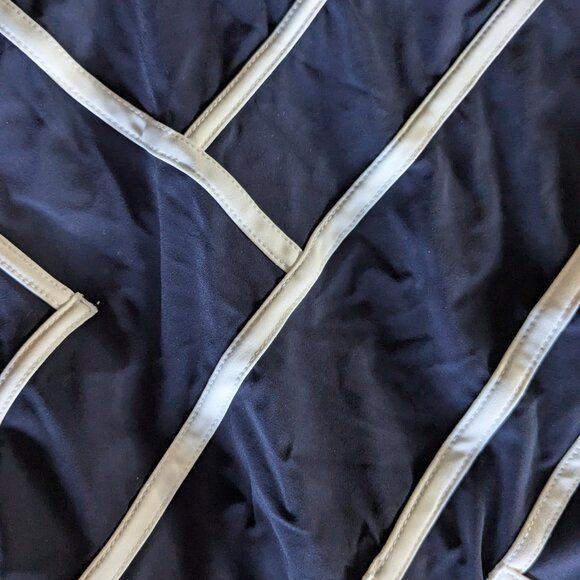 NWT:  Gottex Mirage Full Coverage Square Neck Blue/White Geometric Swimsuit - Picture 6 of 7